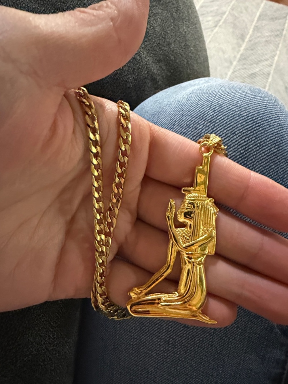 Gold Egyptian Goddess Pendant Necklace